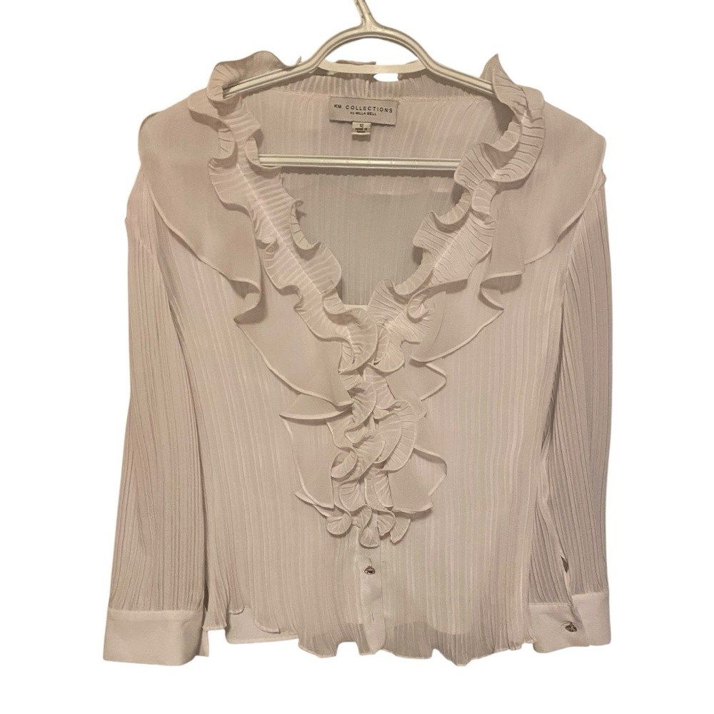 Elegant White Ruffled Blouse